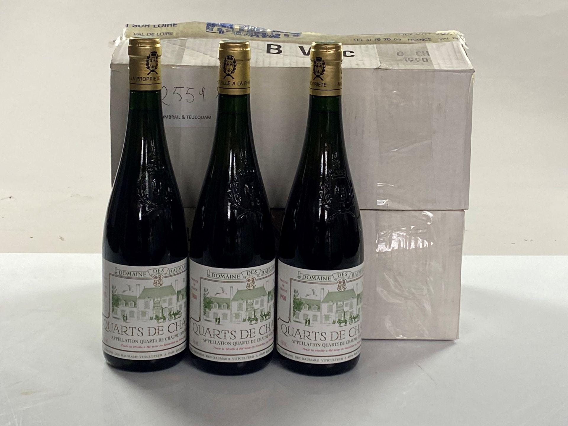 Null 12 botellas Quarts de Chaume 1990 Dom des Baumard (2 cajas originales)