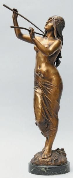 EDOUARD DROUOT (1859-1945) La Muse des bois Épreuve en bronze, fonte d'édition à&hellip;