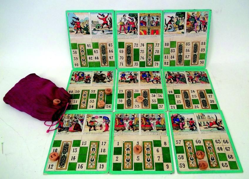 Null Rare jeu de Loto avec 9 tableaux (90 cases) représentant l'histoire du cont&hellip;
