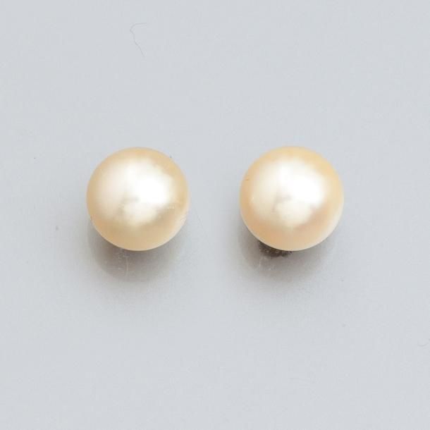 Null Paire de boucles d'oreilles serties de perles de culture (Japon) diamètre7/&hellip;