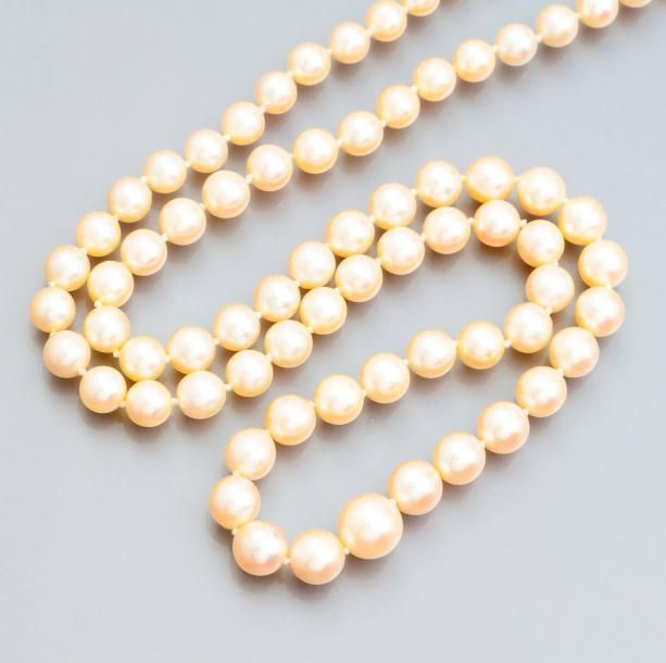Null Collier de perles de culture en chute, diamètre 7.7 à 8.8 mm (Japon), fermo&hellip;