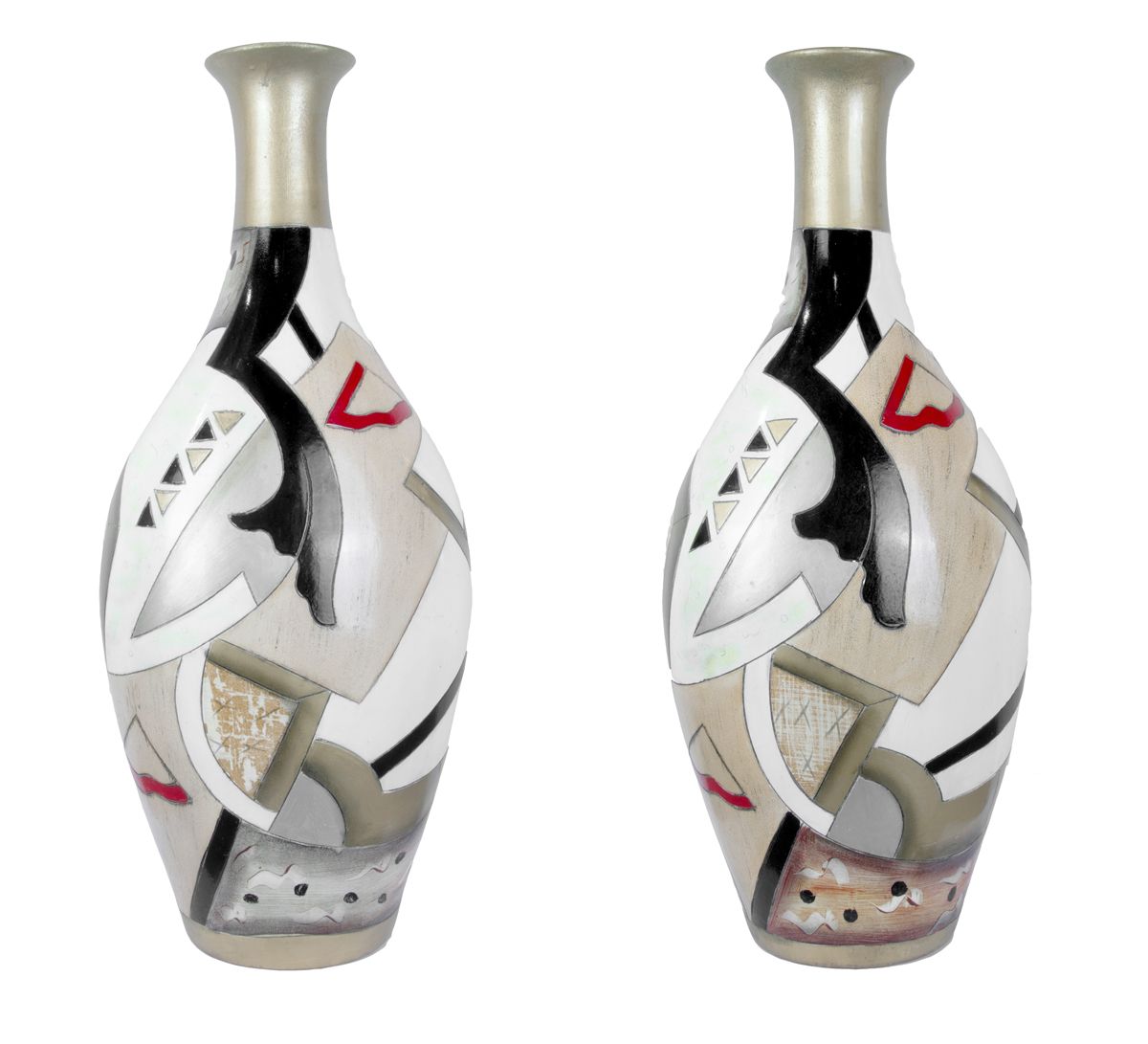 PAIRE DE GRANDS VASES DE STYLE ART-DECO Pair of large glazed ceramic vases, in A&hellip;