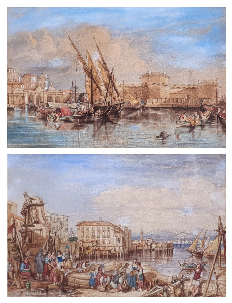 Ecole italienne 19ème siècle Ikonographische Ansichten mit Figuren
Ein Paar Aqua&hellip;