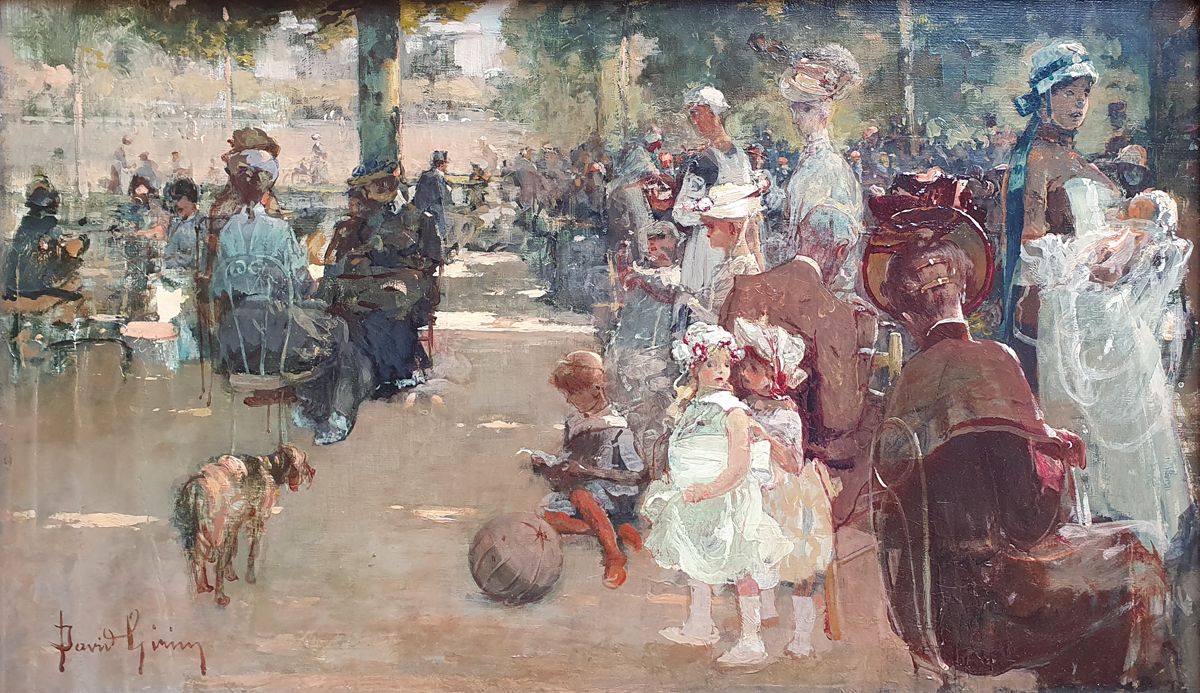 David GIRIN (1848-1917) Un Dimanche au Parc
布面油画，左下方签名。

尺寸：38,5 x 67,5 cm

出处：福&hellip;
