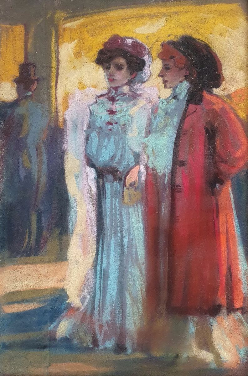 LOUIS ERNEST ANDRIEUX dit FORTUNEY (1875-1951) 两个优雅的女人
纸上粉彩，左下角有签名

尺寸：50 x 32 c&hellip;