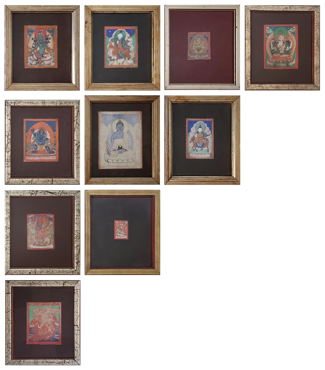 SUITE DE 10 MINIATURES INDO-TIBETAINES Divinities
Gouache-Gemälde auf Papier.

A&hellip;