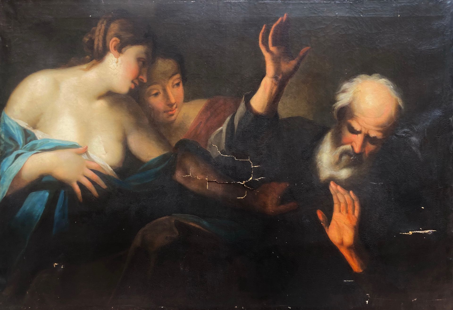 GIUSEPPE ANTONIO PETRINI (1677-1759) 
Lot and his daughters, large oil on canvas&hellip;