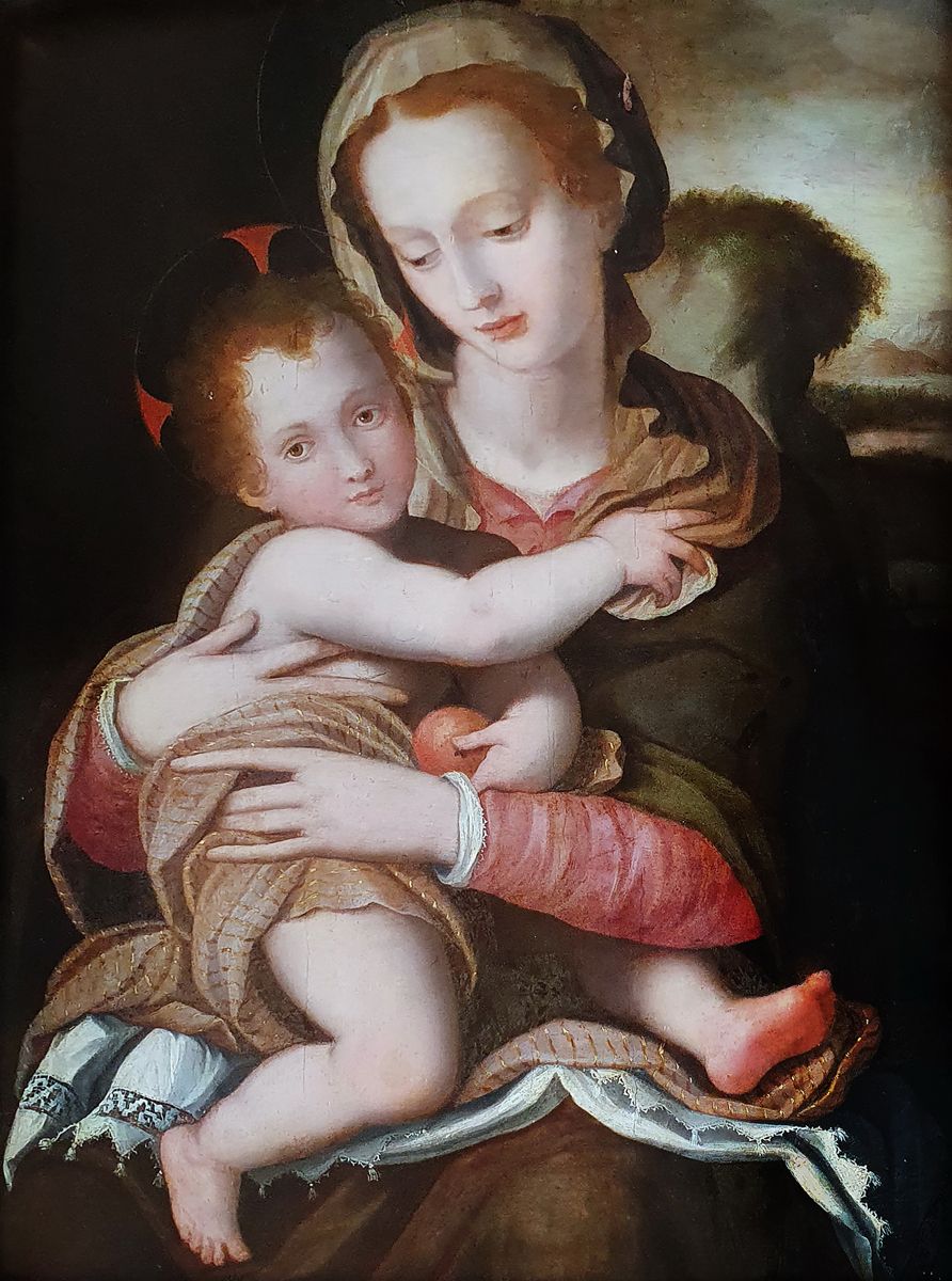 ALESSANDRO ALLORI (1535-1607), attribué 圣母与儿童
面板油画

背面有旧标签和收藏印章。装在一个古色古香的雕刻和镀金的木&hellip;