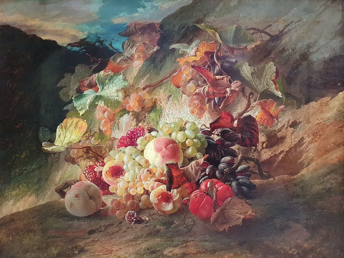 Theude GRÖNLAND (1817-1876) Still life with fruit in a landscape, 1860
Oil on ca&hellip;