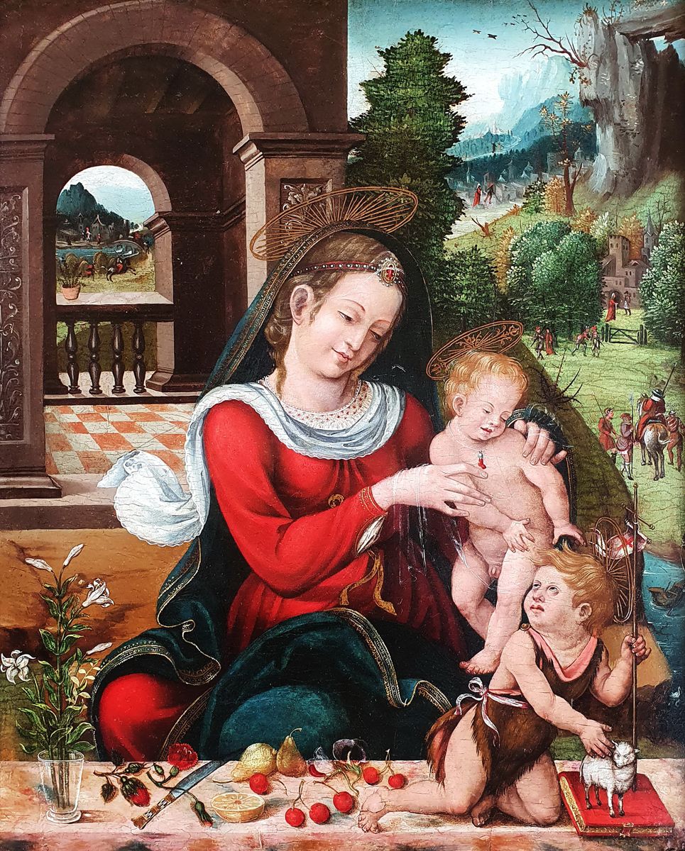 MAÎTRE AU PERROQUET ou CORNELIS BAZELAERE (Anvers début XVIème), attribué Virgin&hellip;