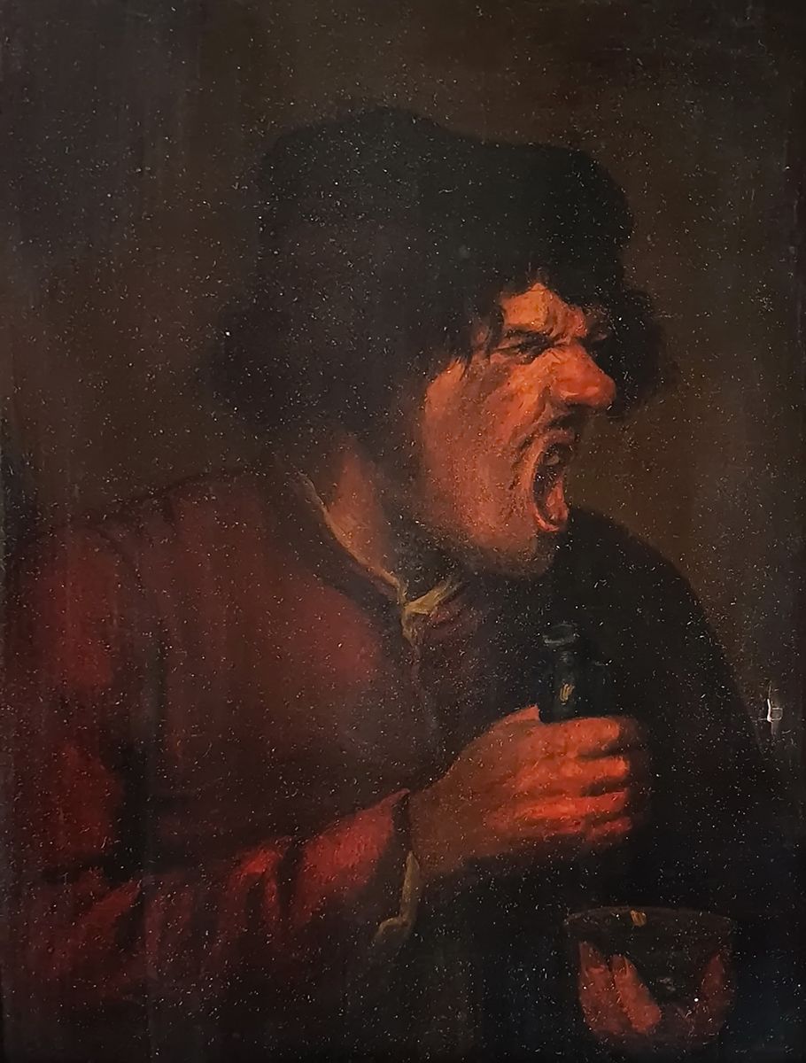 ADRIAEN BROUWER (1605-1638), Entourage 饮酒者
镶木板上的油画，有红蜡的收藏印章。

尺寸：33 x 24.5厘米



&hellip;