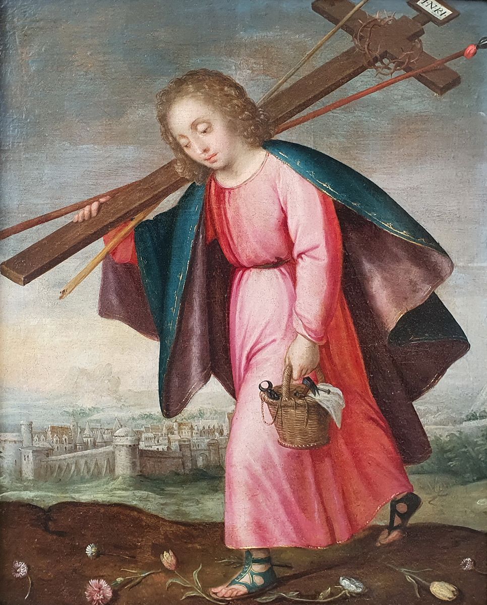 ECOLE DE SEVILLE, début 17ème SIECLE Gesù che porta gli strumenti della Passione&hellip;