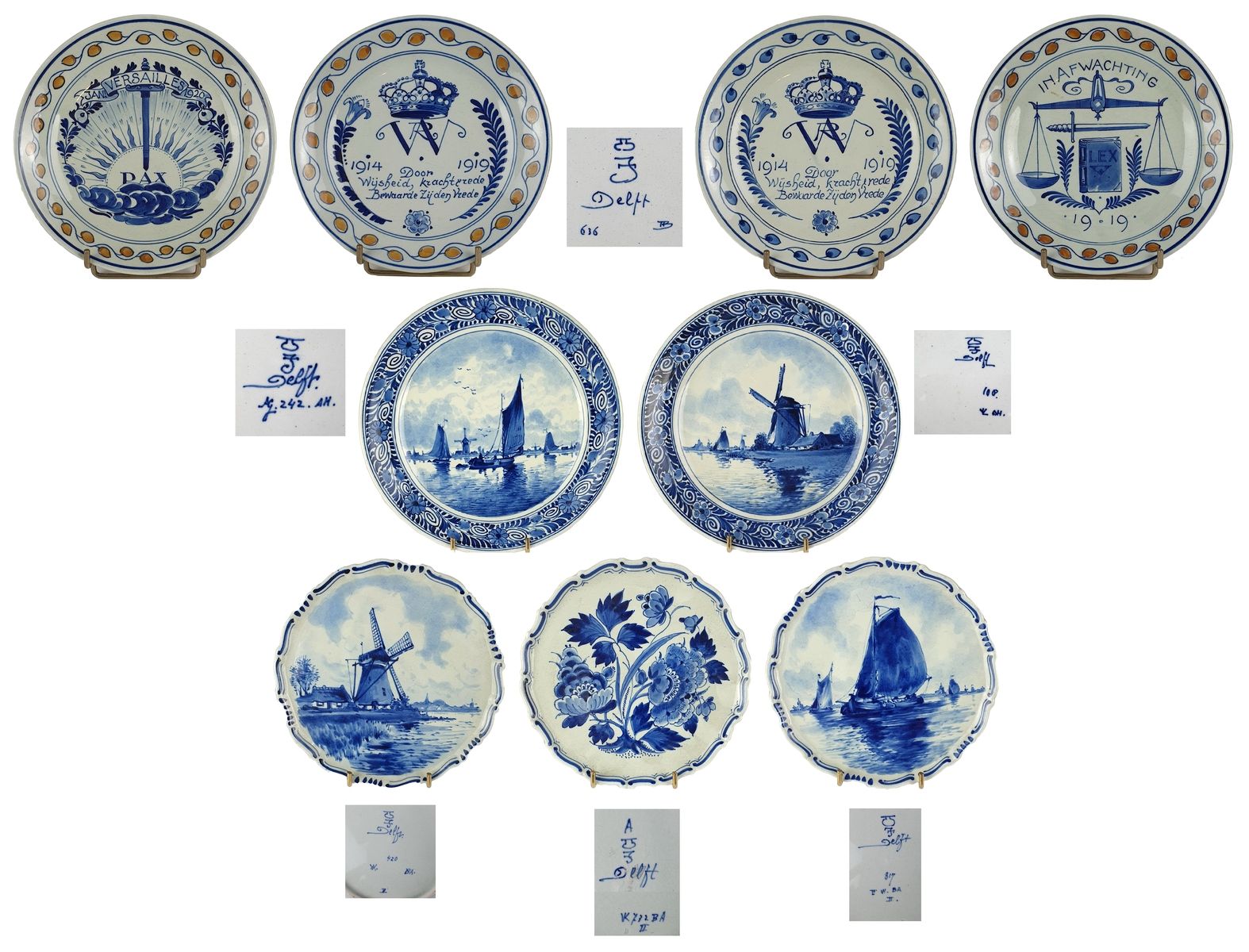 DELFT, Hollande 
Ensemble comprenant une suite de 4 assiettes à suspendre (18 cm&hellip;