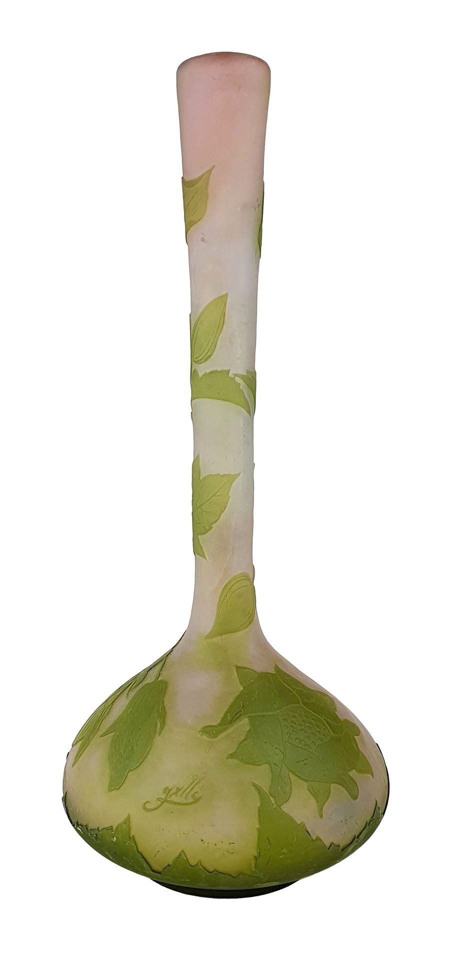 Émile GALLÉ (1846-1904) 埃米尔-加勒(1846-1904)

优雅的花瓶soliflore

----------

玻璃浆中，有酸蚀的&hellip;