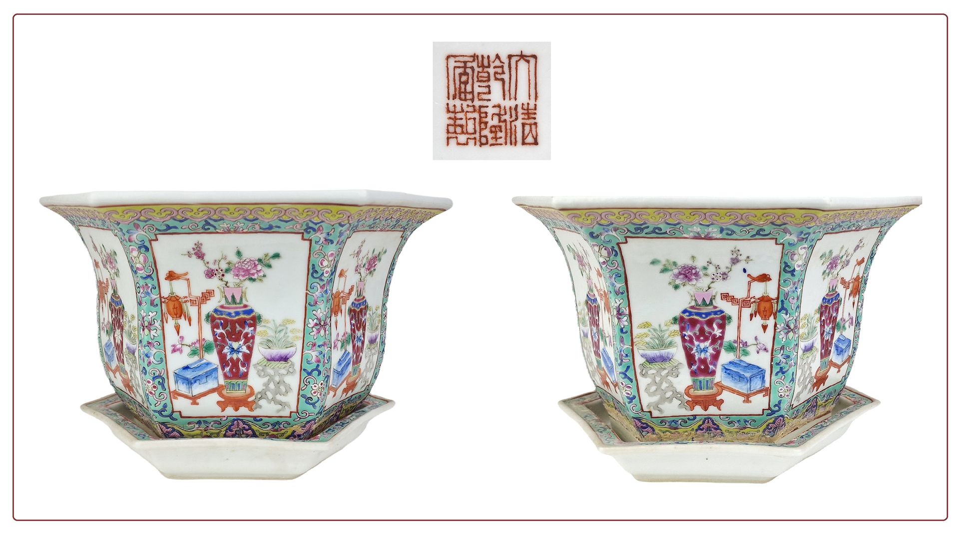 CHINE, DYNASTIE QING CHINA, QING DYNASTY

Pair of planters and their bowl

-----&hellip;