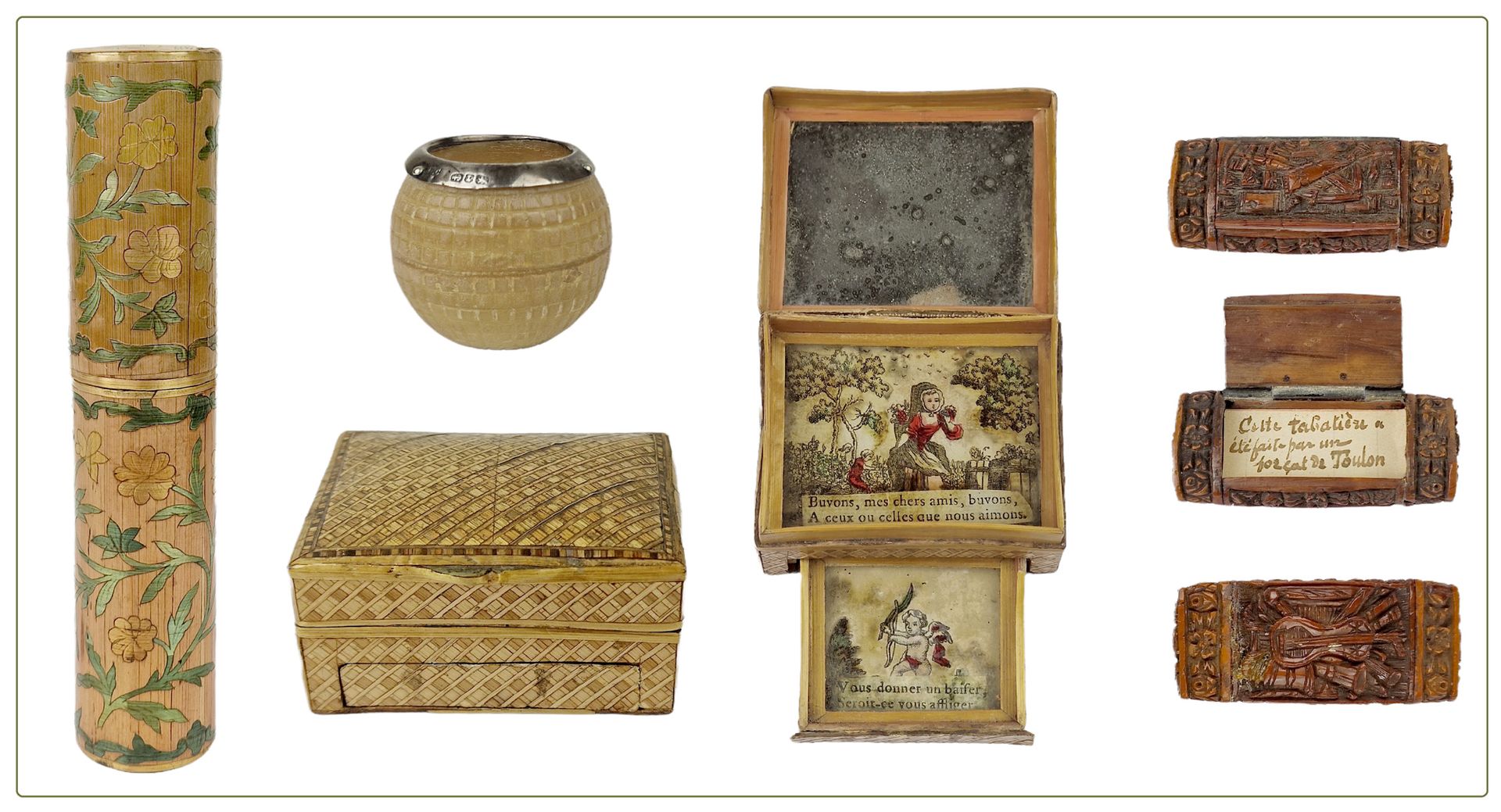 OBJETS DE VITRINE -

Including a cylindrical case in straw marquetry, a small bo&hellip;