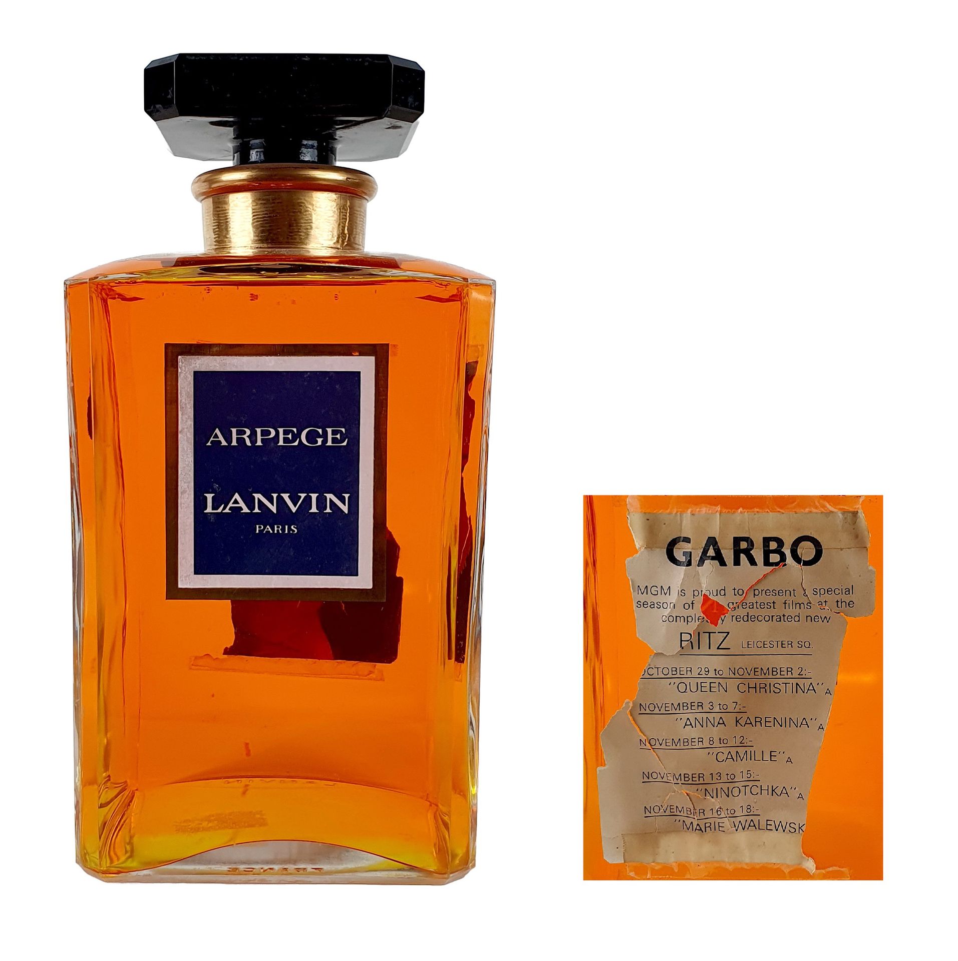 Arpège de Lanvin -

来自Lanvin家族的大型假香水瓶。背面的标签是 "嘉宝 "米高梅电影...底座下有Lanvin的签名。

尺寸：29,&hellip;