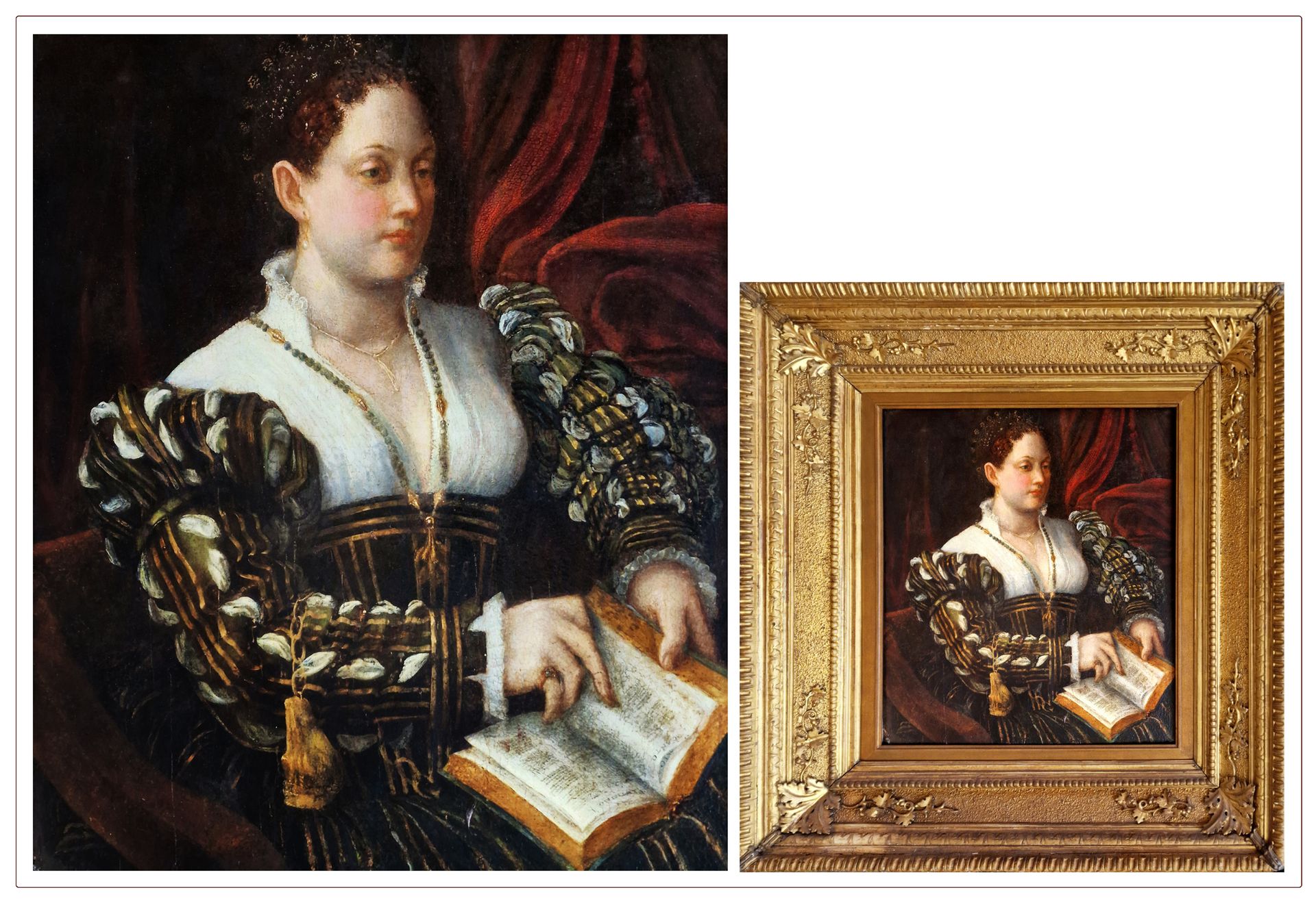 CERCLE DU TITIEN (1485-1576) 带着大合唱的女士



板面油画，修复和重绘。

尺寸：65.5 x 58 cm

伴随着威尼斯的Li&hellip;