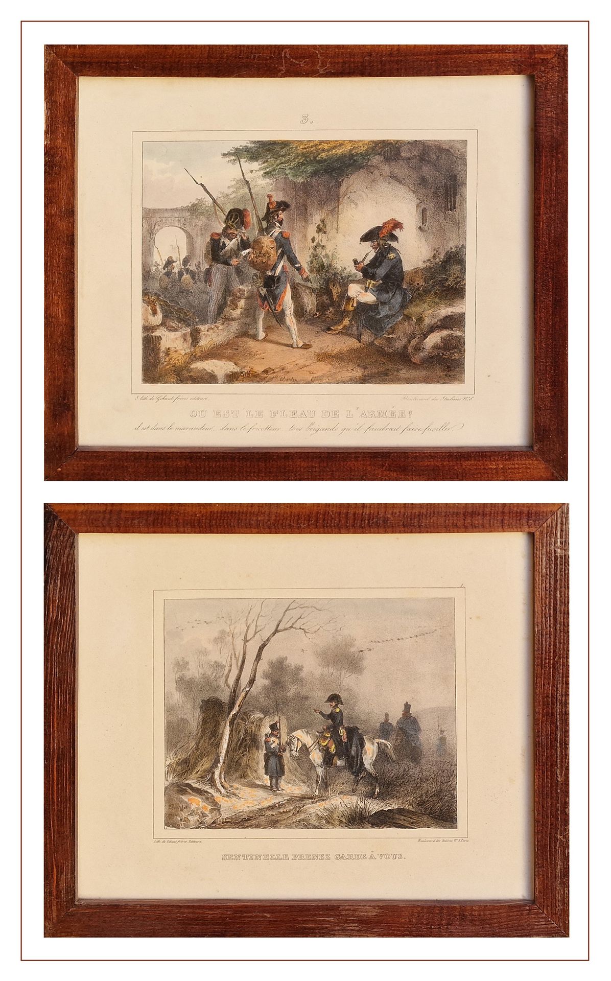 SCENES NAPOLEONIENNES 19ème SIECLE Pair of old prints published by Gihaut frères&hellip;