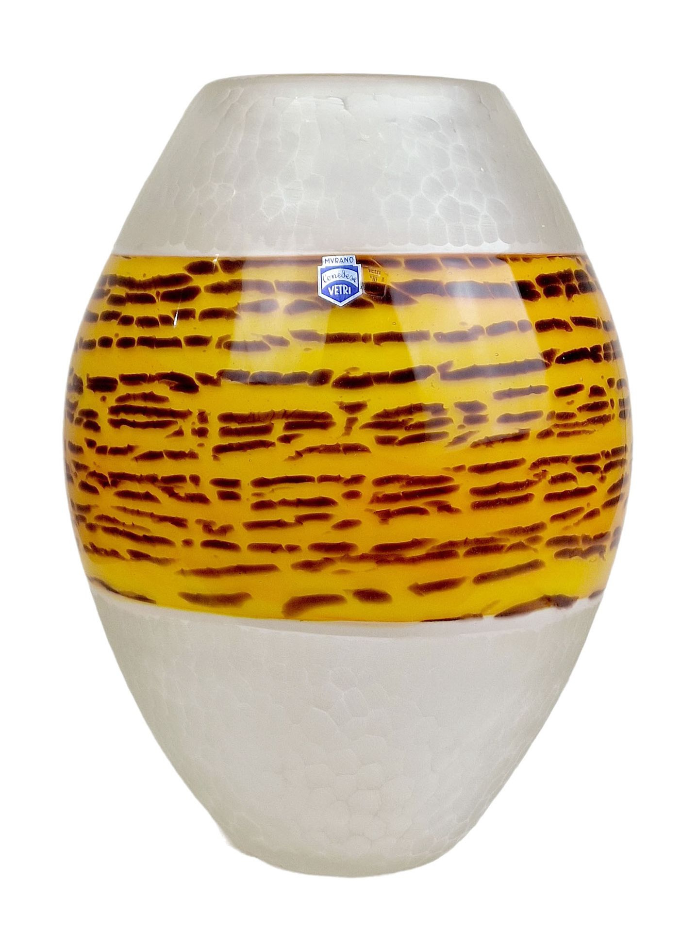 GINO CENEDESE VETRI, MURANO 大卵形花瓶 "格里马尔迪的700年



在部分磨砂玻璃中，有浅浮雕的蜂窝状装饰，双层的主体在黄色背景上&hellip;