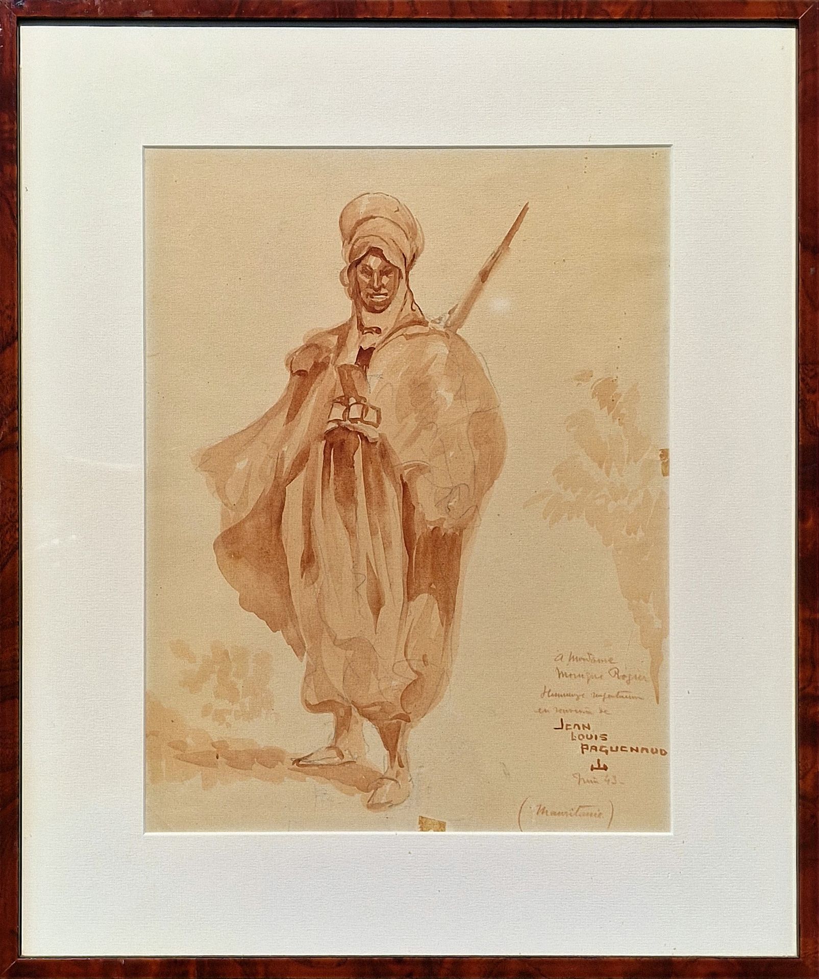 JEAN-LOUIS PAGUENAUD (1876-1952) 毛利塔尼亚人的燧发枪



混合媒体，纸上水彩和石墨，右下角有签名，专用和日期43年5月。

&hellip;