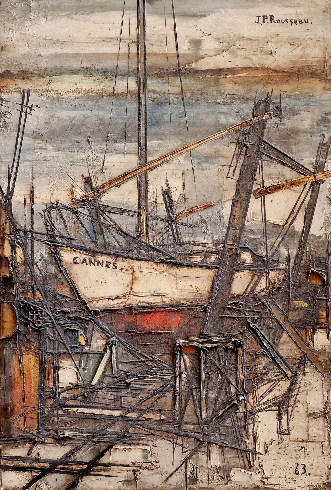 JEAN-PIERRE ROUSSEAU (1939) 戛纳，干船坞中的帆船



布面油画，右上方有签名，底部有日期63。没有装裱。

让-皮埃尔-卢梭是一位&hellip;