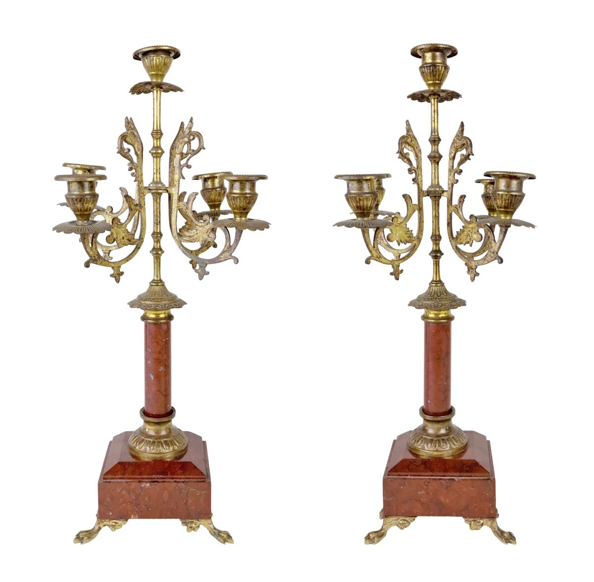 FRANCE, 19ème SIECLE Pair of candelabras
With five arms of light, in griotte mar&hellip;