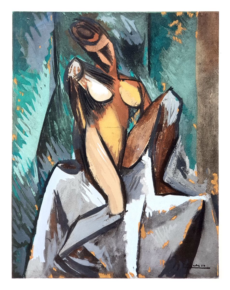 PABLO PICASSO (1881-1973), d'après Desnudo sentado
Plantilla en color sobre pape&hellip;