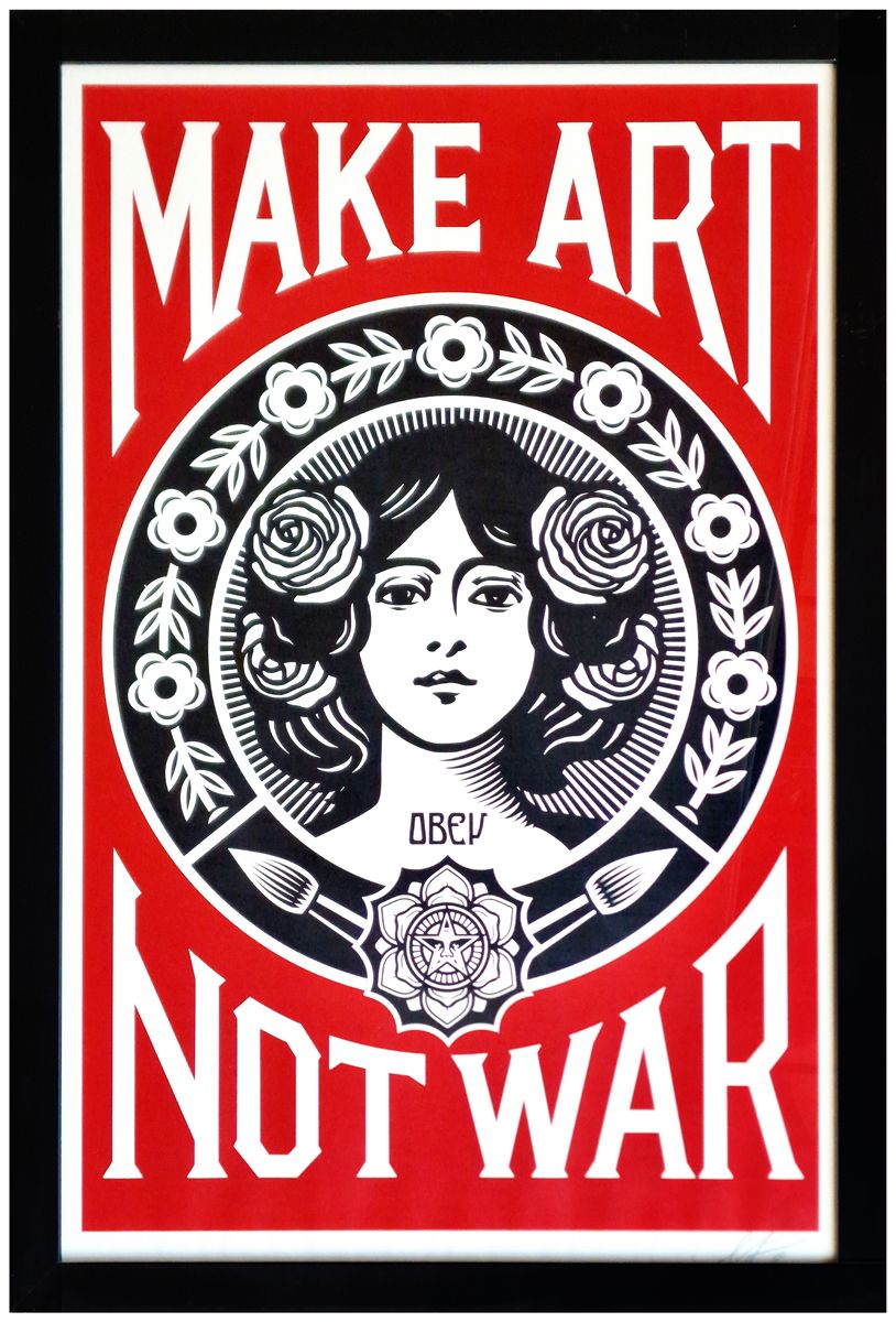 SHEPARD OBEY FAIREY dit OBEY (Né en 1970) 创造艺术而非战争, 2018
纸上彩色石版画，右下方有签名和日期。
尺寸：9&hellip;