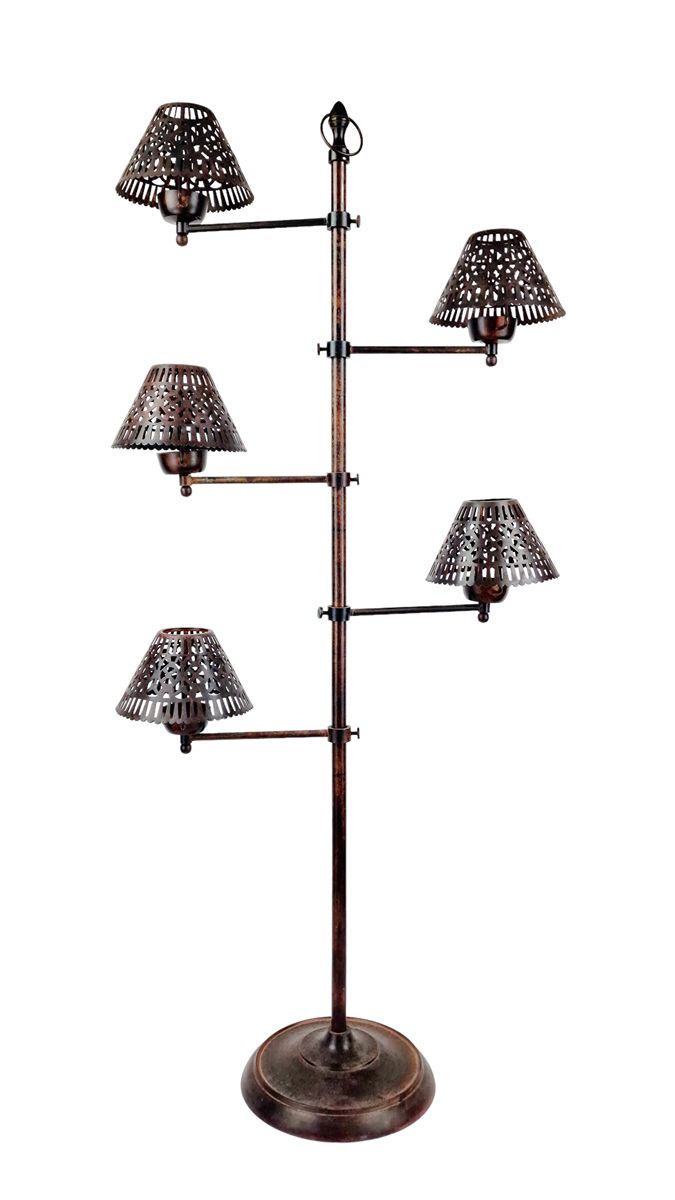 PORTE-BOUGIES DE JARDIN With five adjustable arms of light, in patinated metal, &hellip;