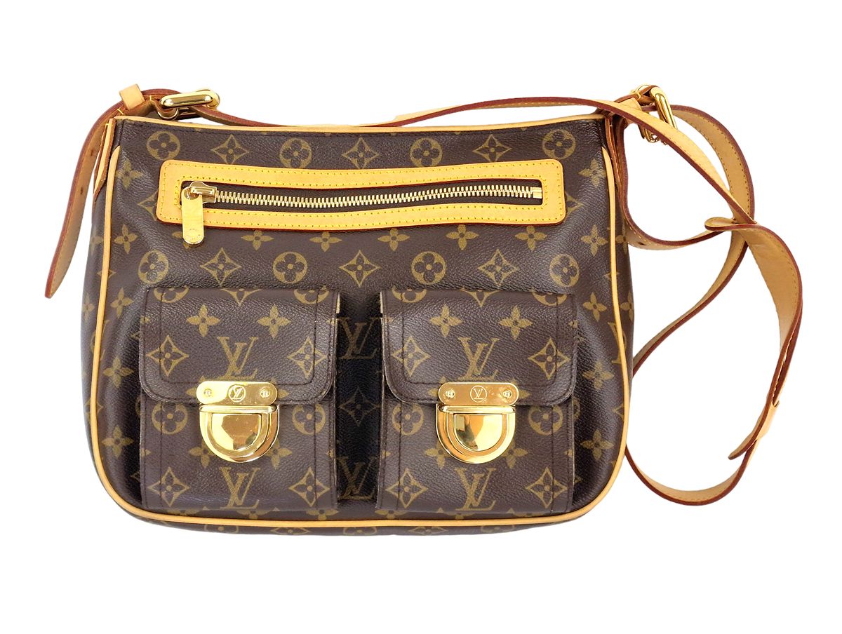 Handbag In monogrammed canvas and natural leather, adju…