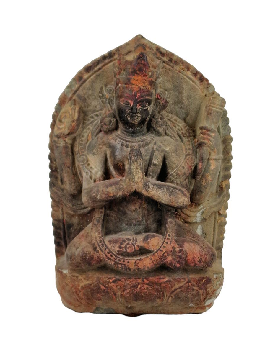 NEPAL 17-18ème SIECLE Stèle, Figure, Divinité Bouddhique
En pierre grise avec pa&hellip;