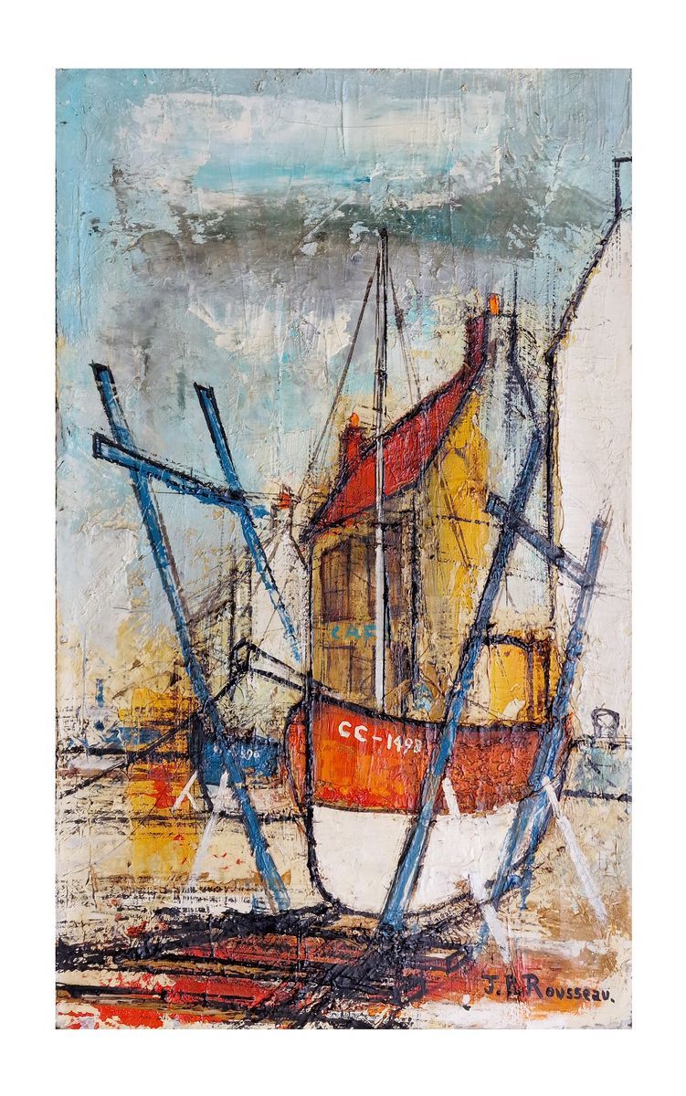 JEAN-PIERRE ROUSSEAU (1939) Barca in bacino di carenaggio, 1968
Grande olio su t&hellip;