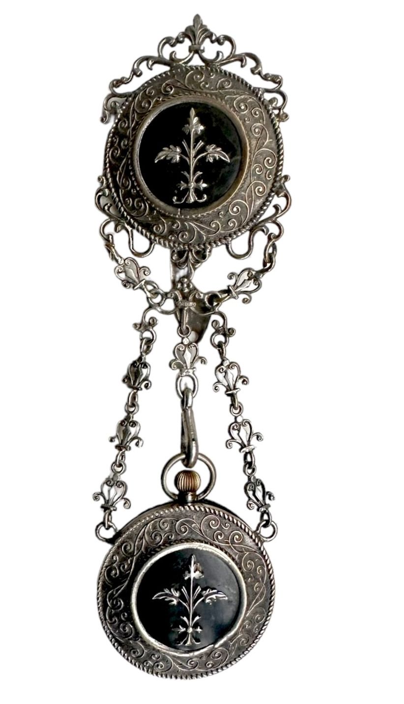 Ottoman Silver Zenne Chain Pocket Watch Montre de poche ottomane en argent zingu&hellip;