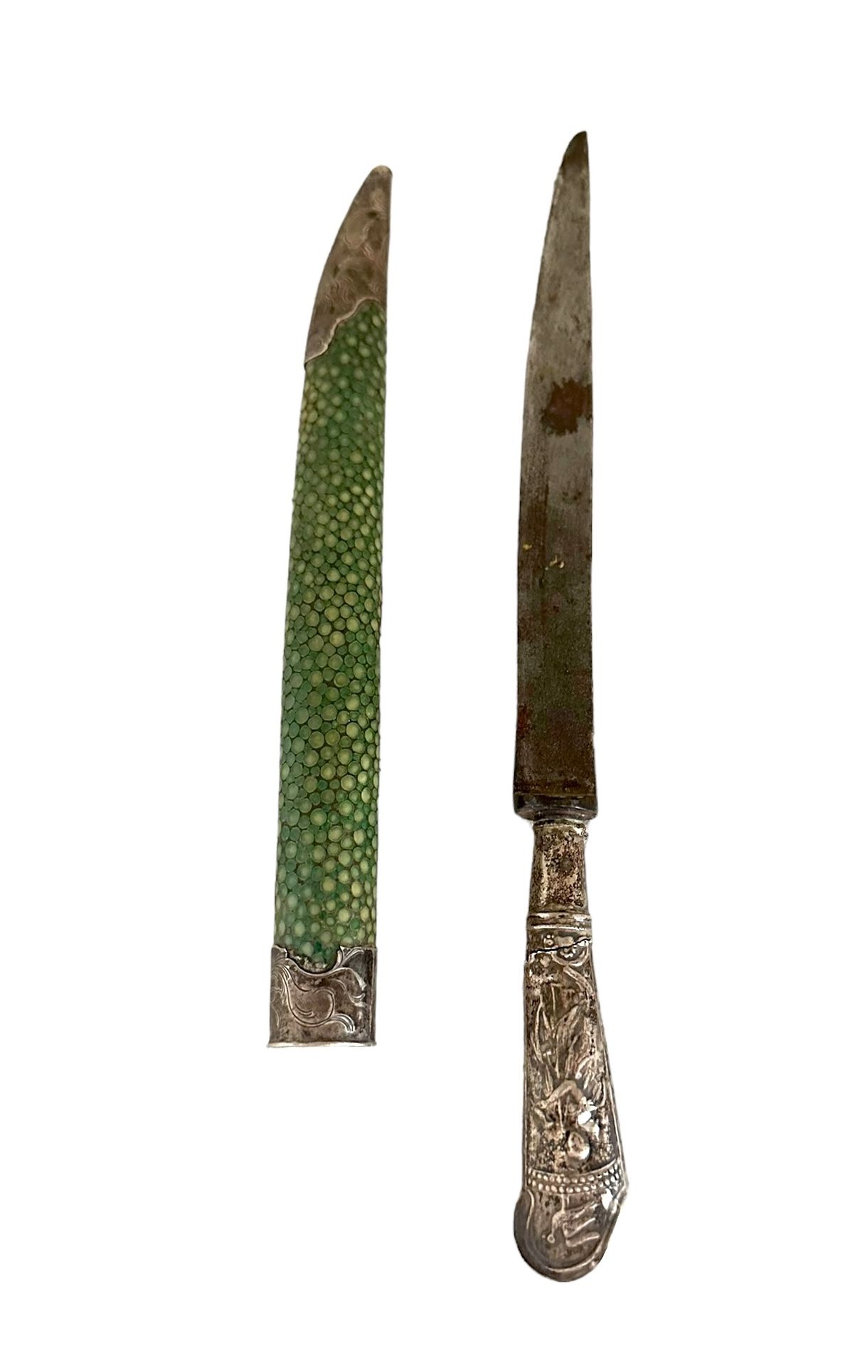 Silver Dagger with Stingray Sheath Puñal de plata con hoja de acero, empuñadura &hellip;