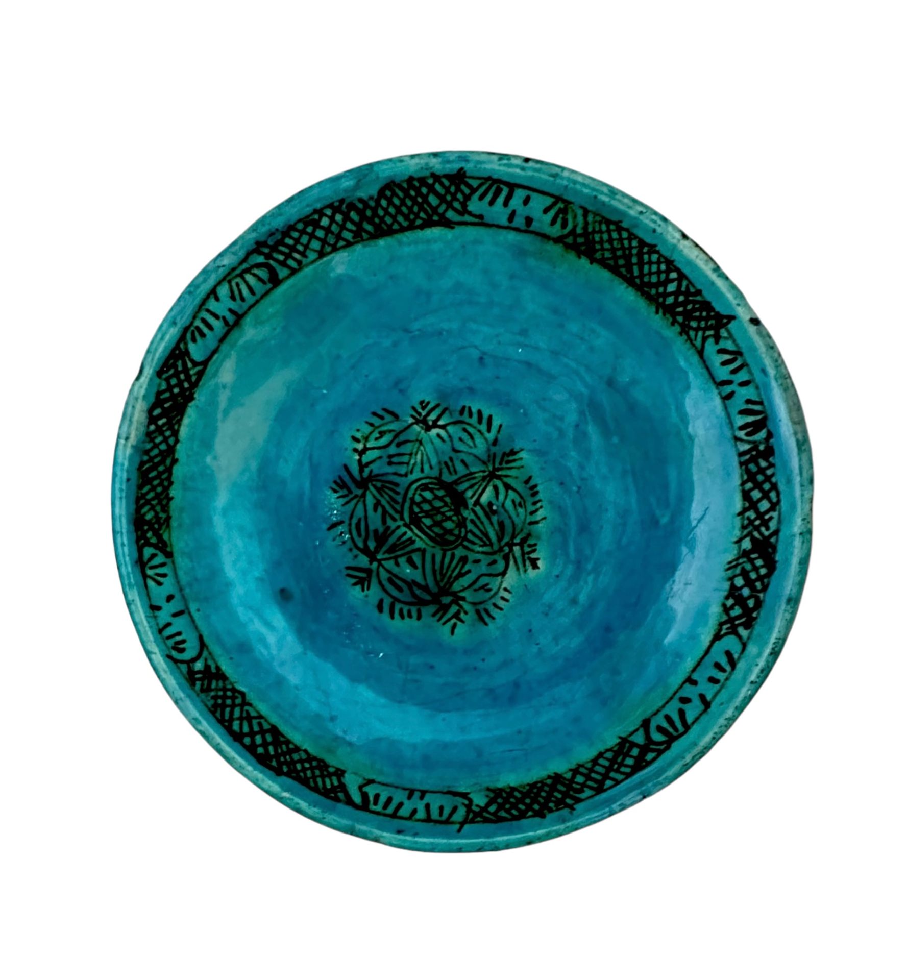 18th century Kütahya Ceramic Plate Centre de couleur bleu turquoise et bords à m&hellip;