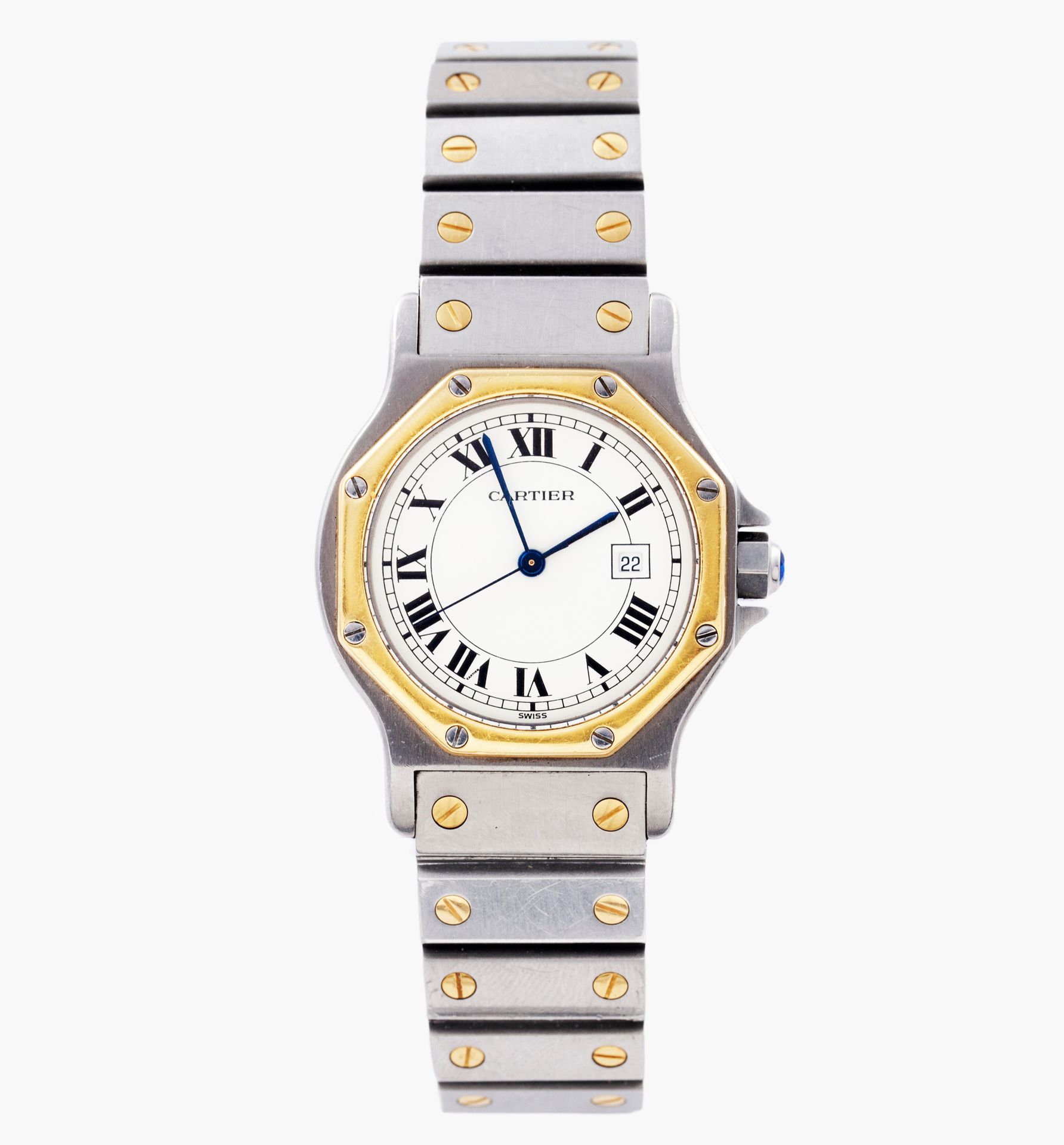 Null CARTIER SANTOS. RONDE. AUTOMATIQUE EN ACIER ET OR 18KT. Fabriqué en acier e&hellip;