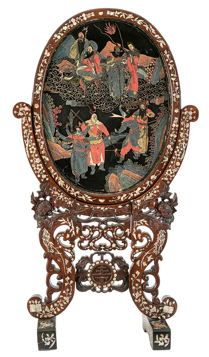 Null Chine et Indochine, XIXe siècle
Écran en bois de fer sculpté et incrusté de&hellip;