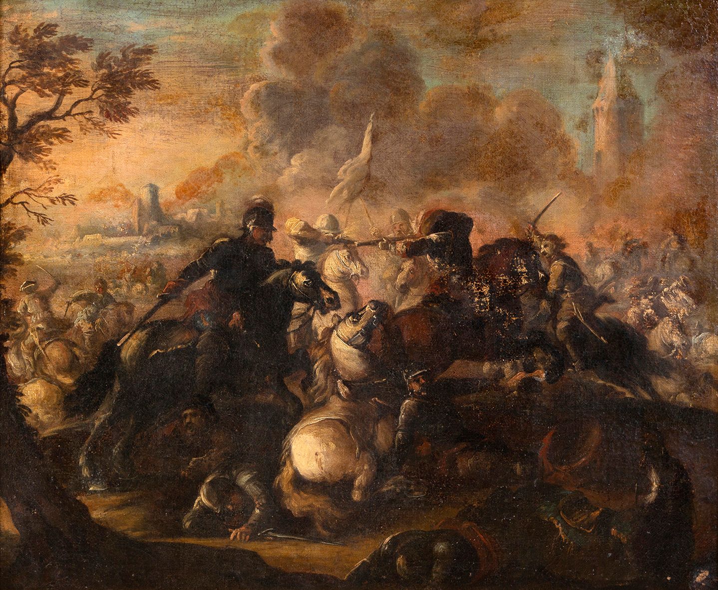 Null École italienne, XVIIe siècle 
Scène de bataille
Huile sur toile
59 x 71,5 &hellip;
