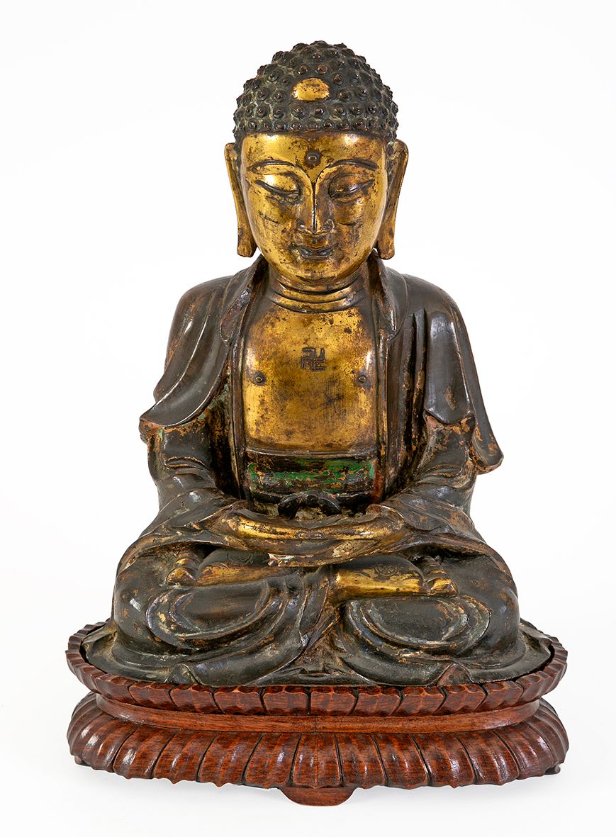 Null Chine, fin de la période Ming (1368-1644)
Bouddha en bronze doré et ancienn&hellip;