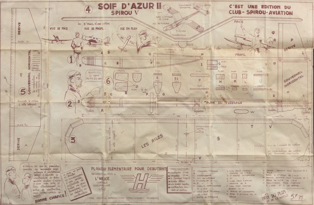 Spirou : Plan de la maquette n°5 du planeur Spirou "Soif d'Azur II" (début des a&hellip;