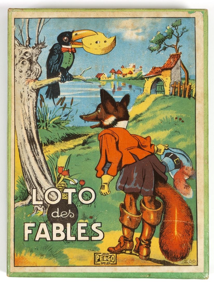 Jacobs : Puzzle "Loto des Fables" (Ed. Jeux Pergo, années 40). La boîte contient&hellip;