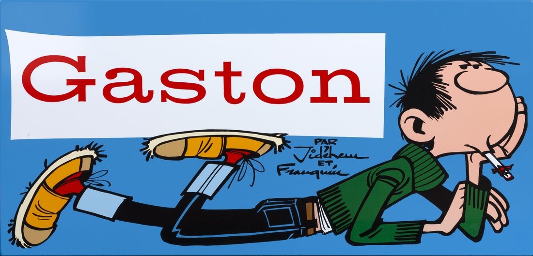 Franquin : Gaston, plaque émaillée représentant la couverture du Gaston 0 n°19/2&hellip;