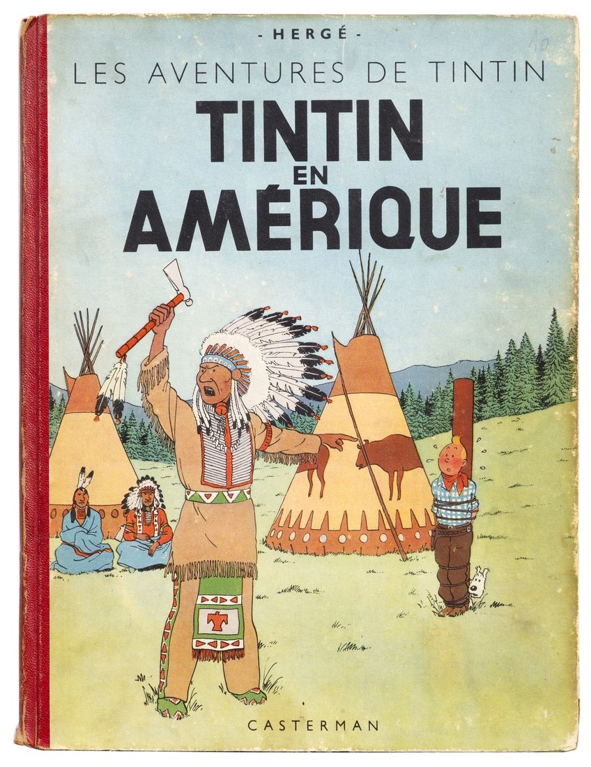 Tintin : Tintin en Amérique, édition de 1947 (B1). Album signé par Hergé. Bon ét&hellip;