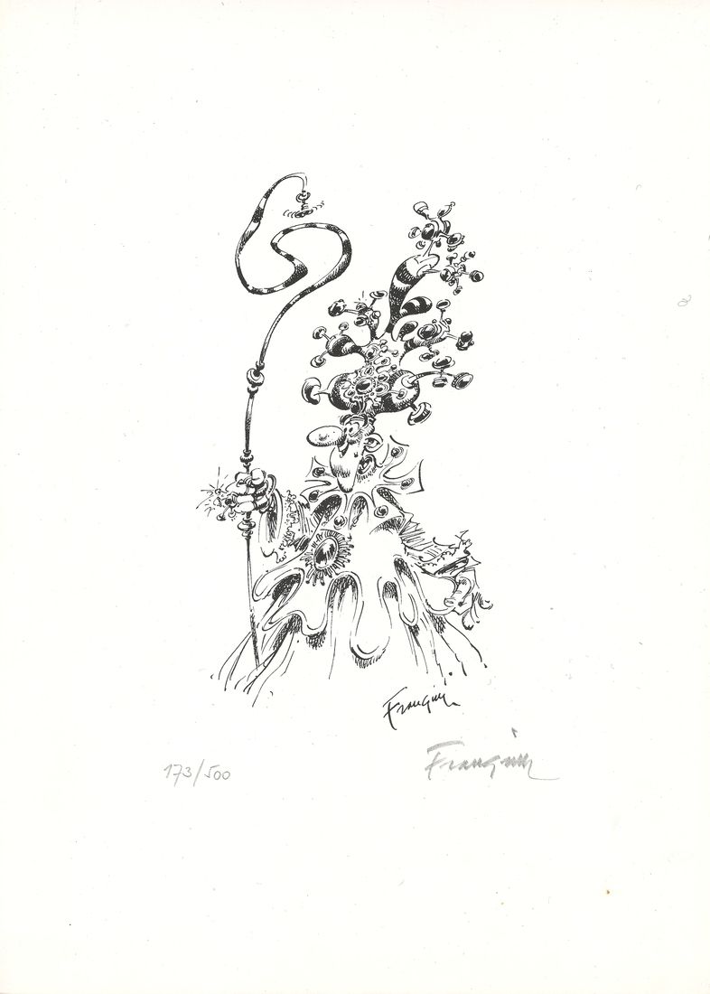 Franquin : La Mitre Railleuse, offset n°173/500, signé (Ed. Aedena, 1986). Dimen&hellip;