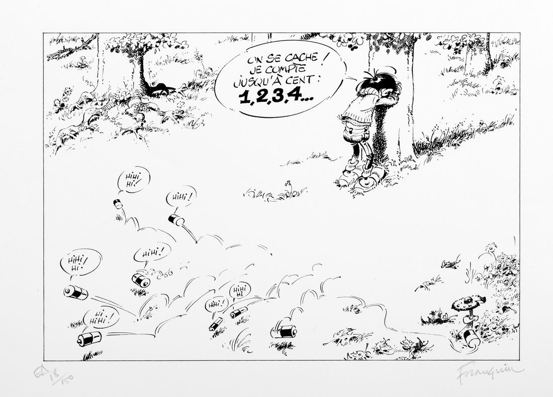 Franquin : Gaston rempile et désopile, sérigraphie "On se cache !" n°EA 18/150, &hellip;