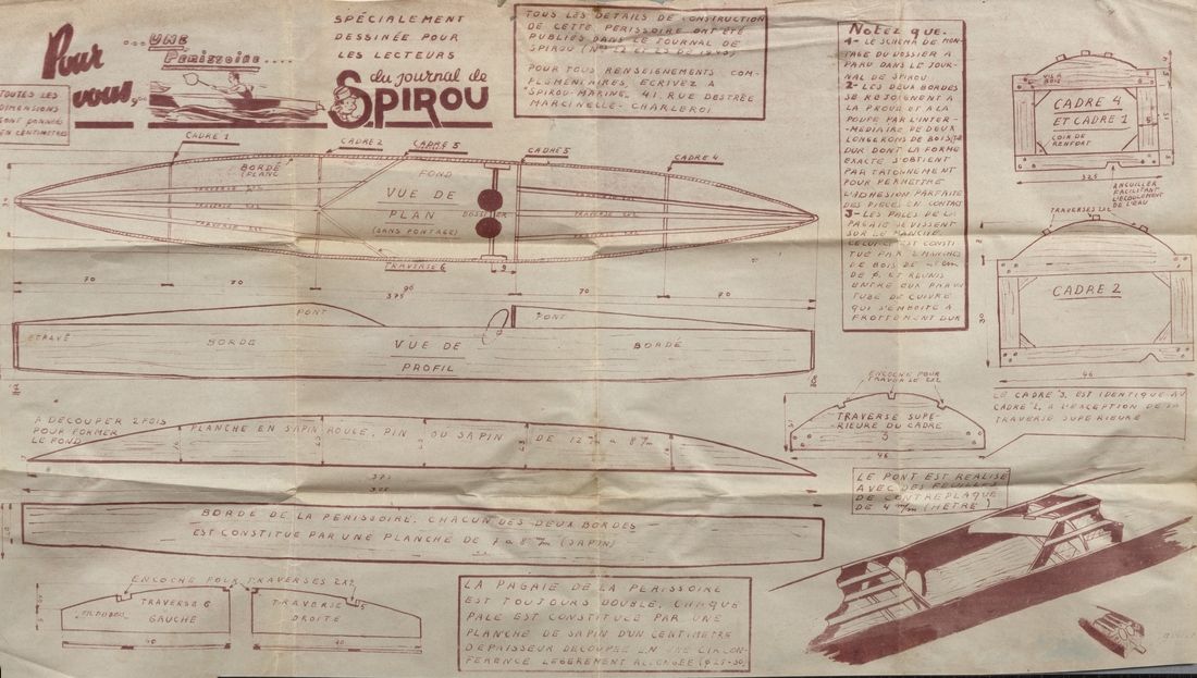 Spirou : Plan de la maquette Spirou "Périssoire" (1943). Mentionné dans les jour&hellip;
