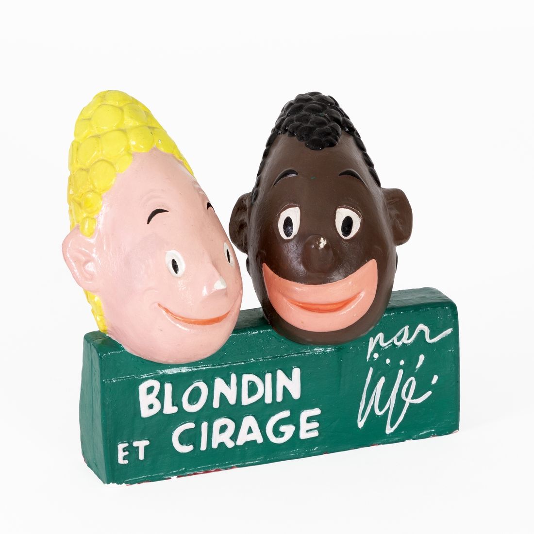 Jijé : DIVERS : Blondin et Cirage, bustes en plâtre sur socle, pour un projet de&hellip;