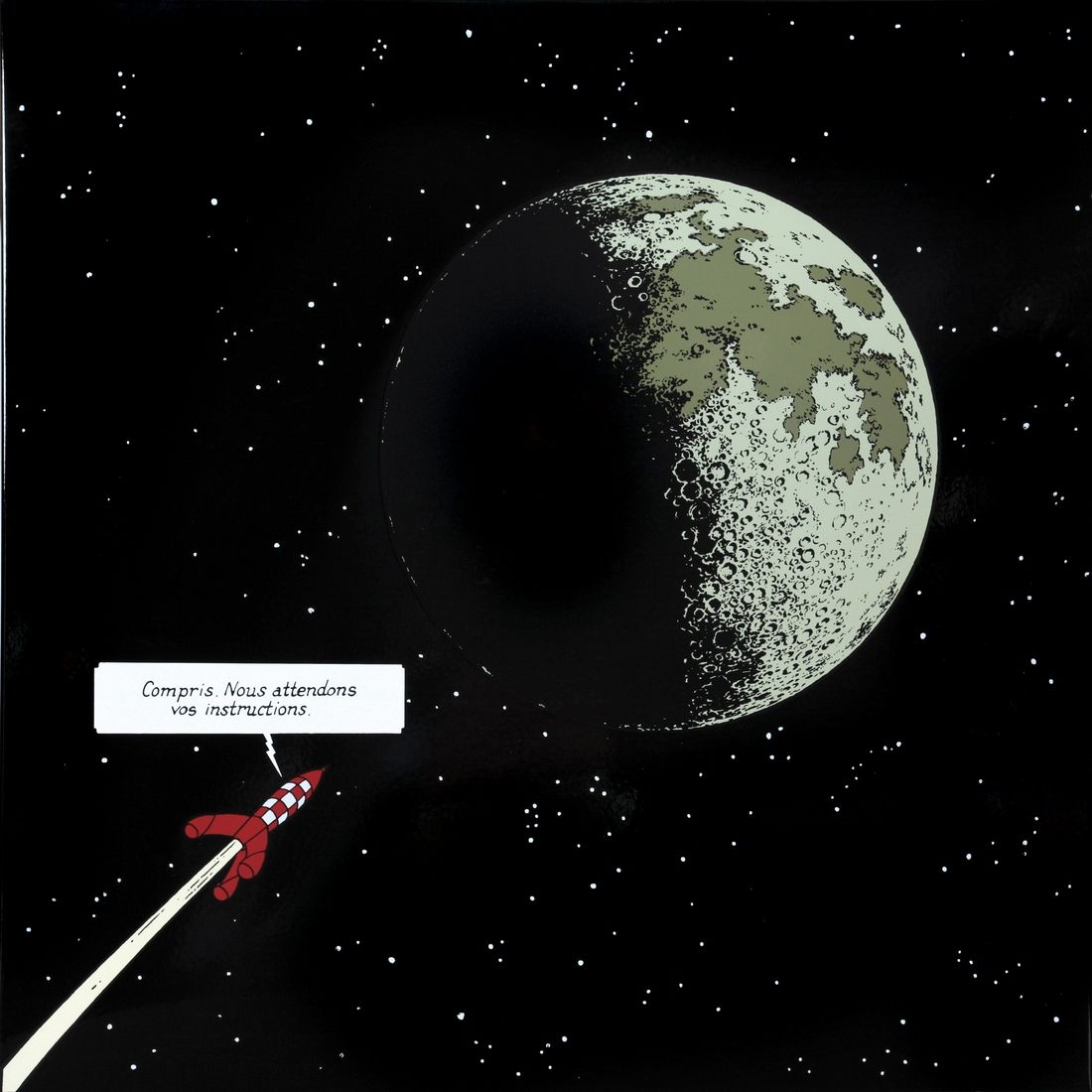 Hergé : Tintin, plaque émaillée "Série lune" : La fusée en route vers la lune, l&hellip;