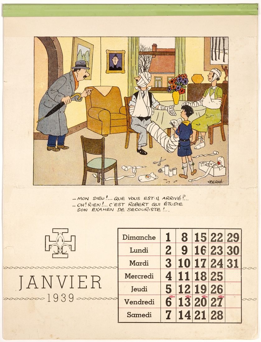 Hergé : Calendrier scout F.S.C. De 1939 (manque le calque). Bon état / Très bon &hellip;